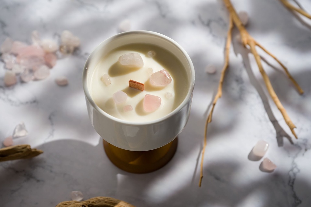 大豆香氛水晶礦石蠟燭（瓷感高腳杯）